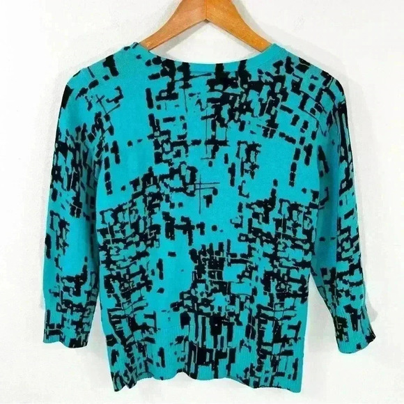 AGB Petite teal and black cardigan sweater - Picture 3 of 3